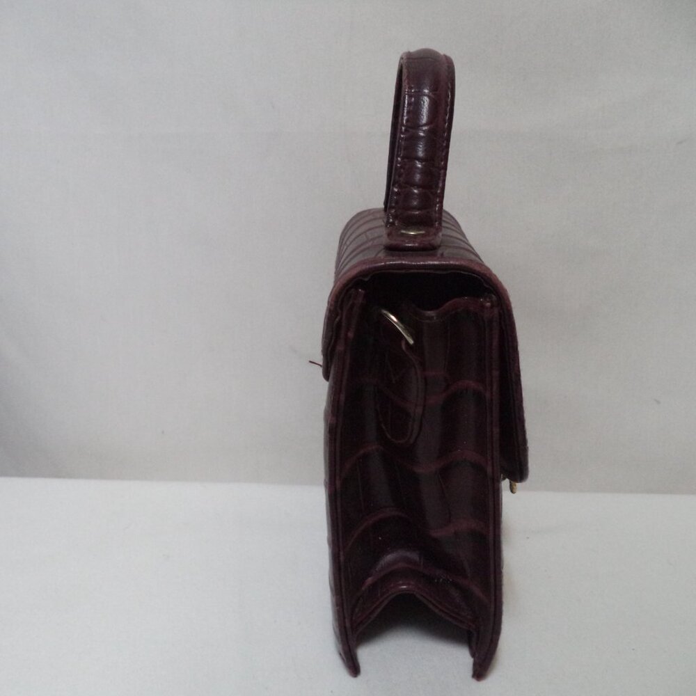 Accessory Works Vintage Croc faux leather tote bag purse w/ heart & lock small - Picture 10 of 15